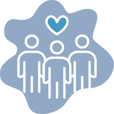 Group 1686567788 heart icon with 3 individuals